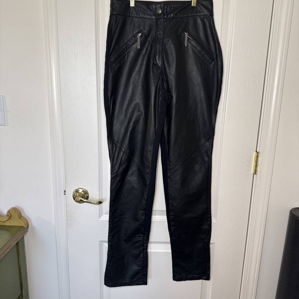 Harley-Davidson Women's Leather Moto Pants Size 10 Black Genuine HD Vintage